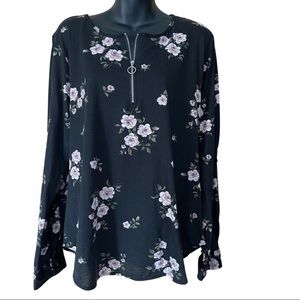 BLACK FLOWERED TOP SIZE XL